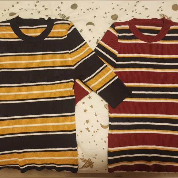 Slub-knit Stripe Top Mid-sleeves - Picture 1 of 3